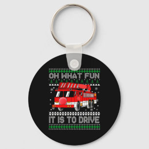 Fireman Ugly Christmas - Fire Truck  Keychain