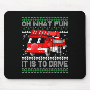 Fireman Ugly Christmas - Fire Truck Mouse Pad