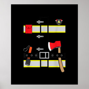 Fireman Uniform Firefighter Costume Halloween DIY Poster