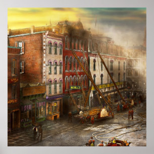 Fireman - Washington DC - Fire at Bedell's Bedding Poster