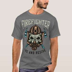 Fireman with cool helmet and design T-Shirt