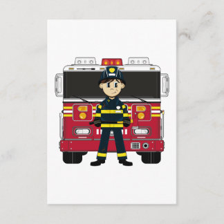 Fireman with Fire Engine RSVP Card