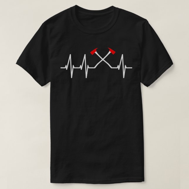 firemans axe ECG heartbeat from firefighter 1 T-Shirt (Design Front)