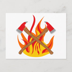 Fireman's Crossed Axes Postcard