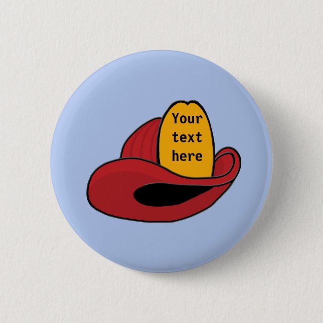 Fireman's Helmet Whimsical Cartoon Art 2 Inch Round Button (Front)