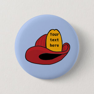 Fireman's Helmet Whimsical Cartoon Art 2 Inch Round Button