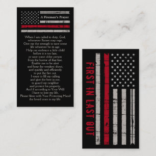 Fireman's Prayer Bulk Firefighter Thin Red Line Bu Business Card