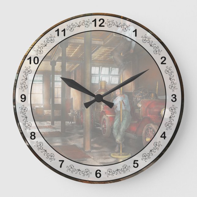 Firemen - Answering the firebell 1922 Large Clock (Front)