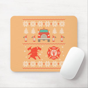 Firemen Firefighter Christmas Ugly Xmas Sweater Mouse Pad