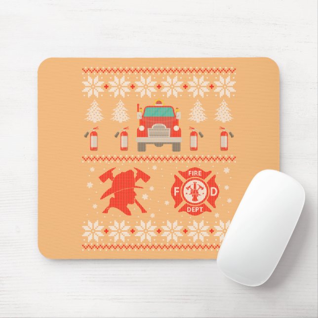 Firemen Firefighter Christmas Ugly Xmas Sweater Mouse Pad (With Mouse)