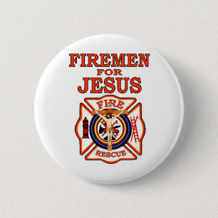 FIREMEN FOR JESUS 2 INCH ROUND BUTTON