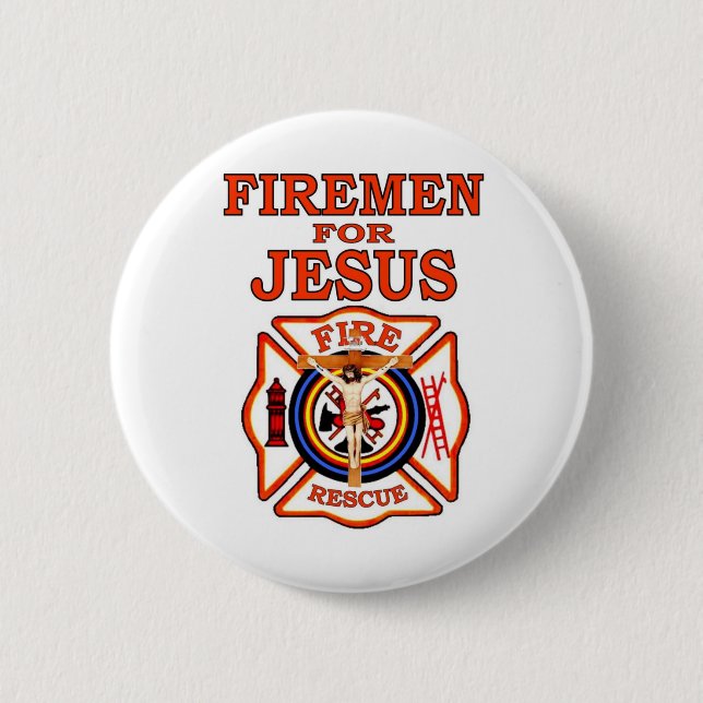 FIREMEN FOR JESUS 2 INCH ROUND BUTTON (Front)