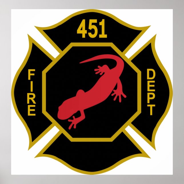 Firemen Logo  Fahrenheit 451 Black Gold and Re Poster (Front)