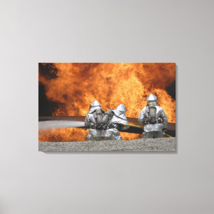 Firemen neutralize a fire canvas print