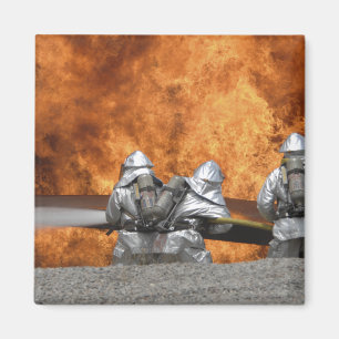 Firemen neutralize a fire magnet