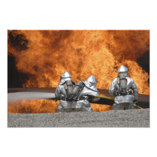 Firemen neutralize a fire photo print