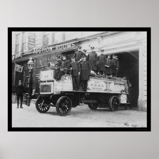 Firemen Posed on Fire Engine in New York City 1912 Poster