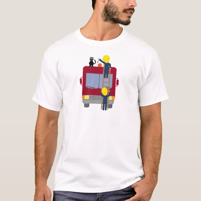 Firemen rescuing cat T-shirt (Front)