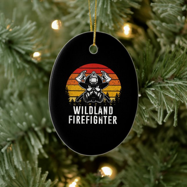 Firemen Reto Sunset Firefighter Ceramic Ornament (Tree)