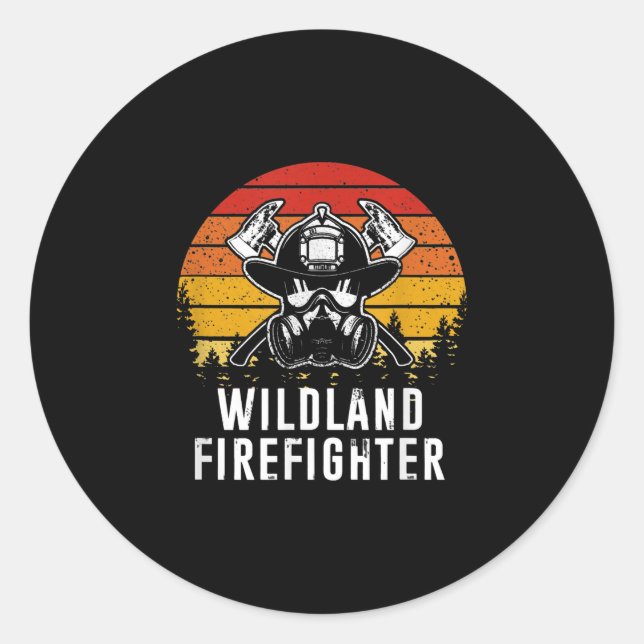 Firemen Reto Sunset Firefighter Classic Round Sticker (Front)
