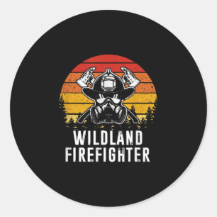 Firemen Reto Sunset Firefighter Classic Round Sticker