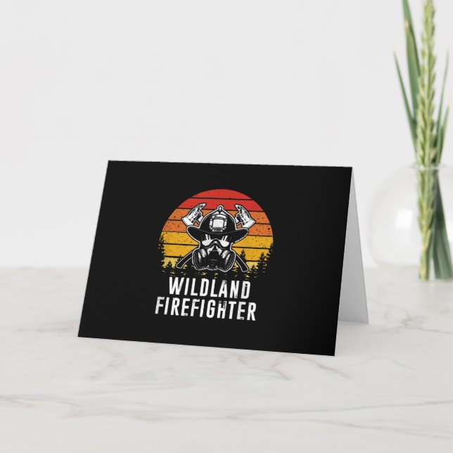 Firemen Reto Sunset Firefighter Holiday Card (Front)