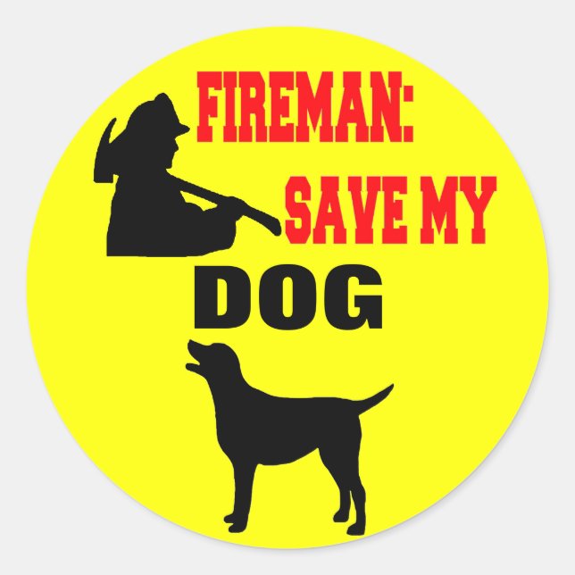 Firemen Save My Dog Classic Round Sticker (Front)