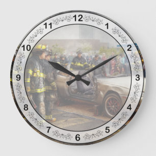 Firemen - The fire demonstration Large Clock