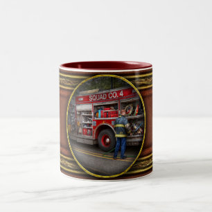 Firemen - The modern fire truck Two-Tone Coffee Mug