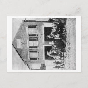 Firemen with Equipment outside Firehouse Postcard