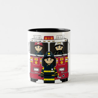 Firemen with Fire Engine Mug