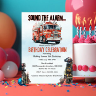 Firemen's Birthday Party Boy Invitation
