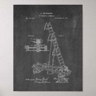 Firemen's Ladders Patent - Chalkboard Poster