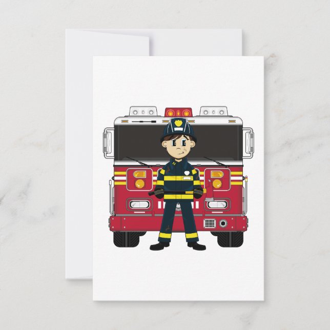 Firemer avec carte RSVP du moteur d'incendie (Devant)
