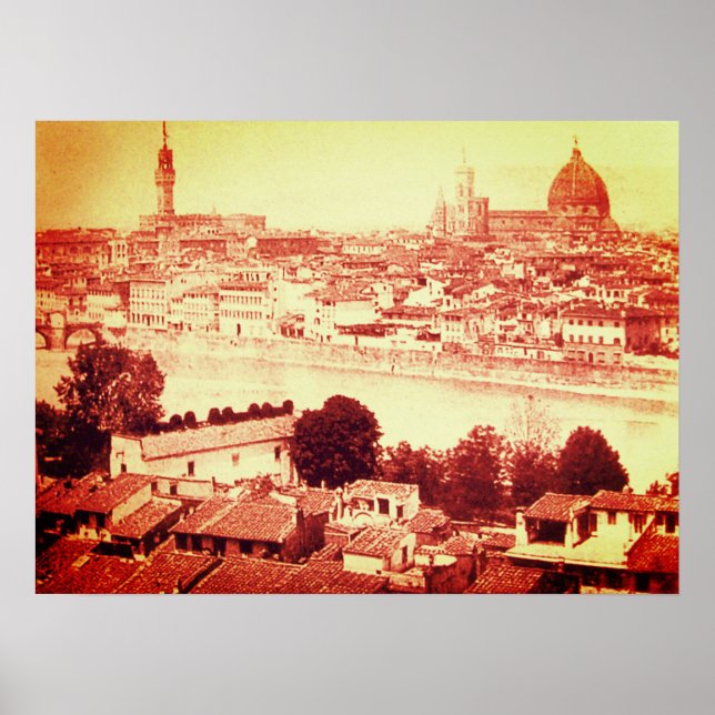 FIRENZE - ANTIQUE FLORENCE PANORAMIC VIEW 1859 POSTER (Front)