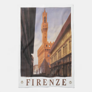 Firenze, Florence, Palazzo Vecchio, Vintage Italy Kitchen Towel