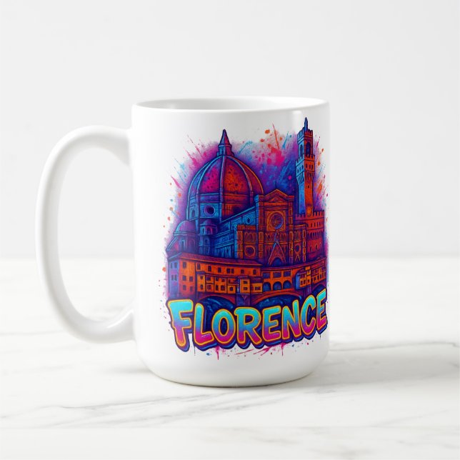 Firenze Neon Pop-Art Skyline Coffee Mug (Left)