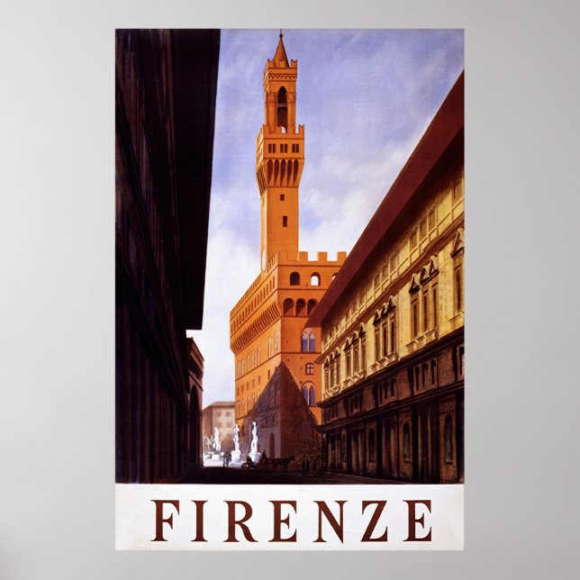 Firenze ~ Poster de voyage italien Vintage. (Devant)