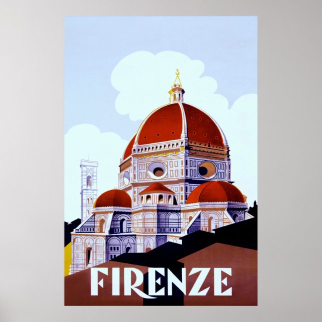 Firenze ~Vintage Italian Travel Poster. Poster (Front)