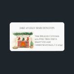 Fireplace and Christmas Stockings Address Label<br><div class="desc">Christmas themed return address labels - easy to personalize and dress up your mail for the holiday season. This watercolor design has a cozy winter fireplace complete with christmas stockings,  pie  The template is set up for you to customize with your name and address.</div>
