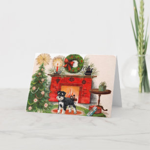 Fireplace and Scnauzer Christmas Card