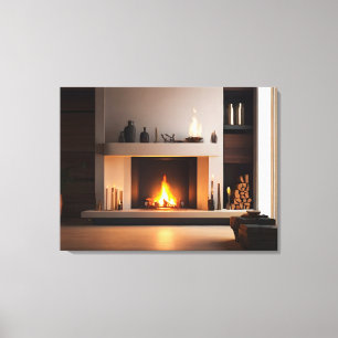 Fireplace at home canvas print
