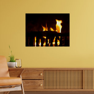 Fireplace at home poster
