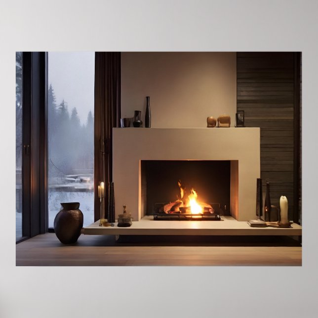Fireplace at home poster (Front)