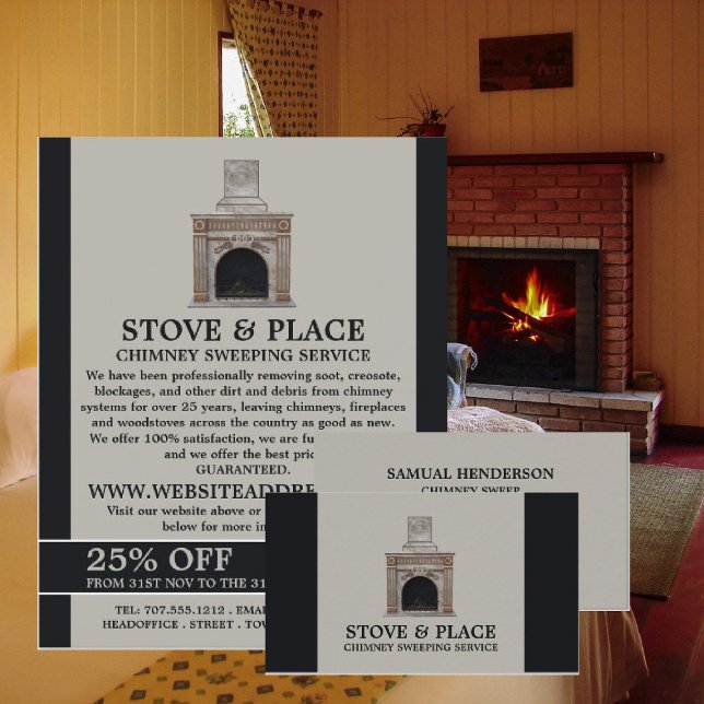 Fireplace Design, Chimney Sweeping Service Flyer (Creator Uploaded)