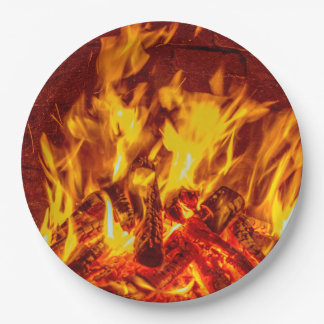 Fireplace Flames Disposable Paper Plates