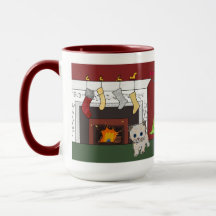Fireplace kitten Christmas mug dream big