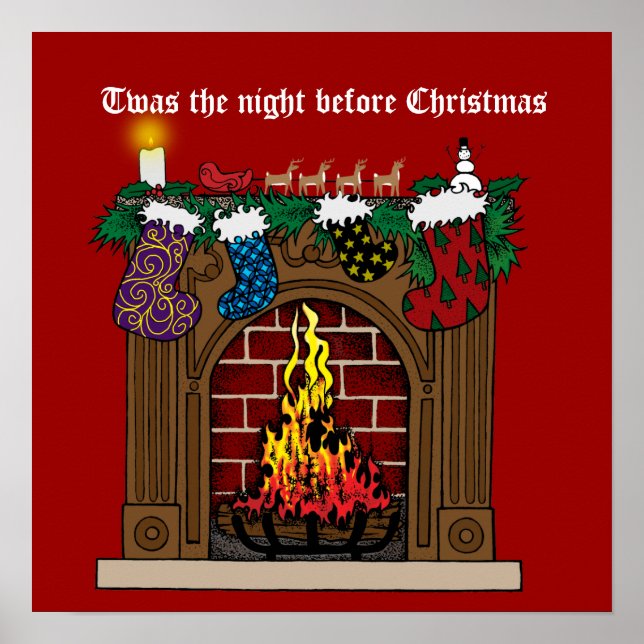 Fireplace on Christmas Eve Poster (Front)