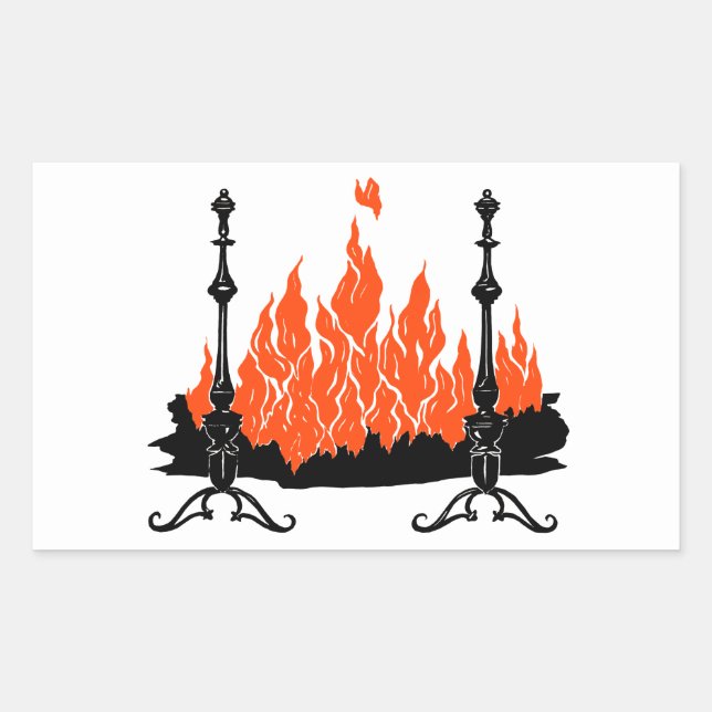 Fireplace red flames silhouette art sticker (Front)