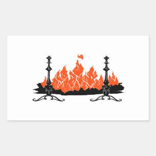Fireplace red flames silhouette art sticker